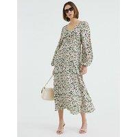 River Island Floral Lace Trim Midi Dress - Medium Green