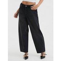 River Island Petite Elasticated Barrel Leg Jeans - Black