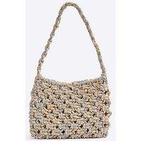 River Island Diamante Weave Grab - Beige