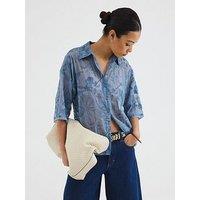 River Island Floral Embroidered Oversized Shirt - Blue