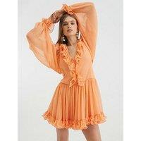 River Island Ruffle Flounce Mini Dress - Coral - Pink