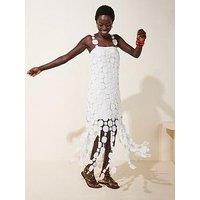 River Island Crochet Fringe Occasion Midi Dress - Cream