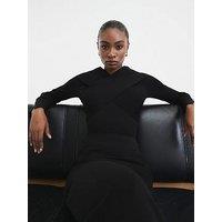 River Island Wrap Bodyfit Top - Black