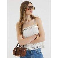 River Island Lace Insert Cami - White