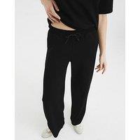 River Island High Waist Wide Leg Jogging Bottom - Black