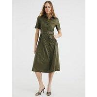 River Island Pu Shirt Midi Dress - Khaki