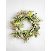 Scottish Everlastings 50Cm Artificial Pink & Green Hydrangea Wreath