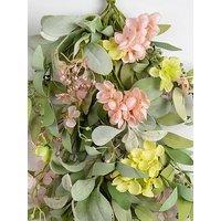 Scottish Everlastings 55Cm Artificial Pink & Green Hydrangea Teardrop Swag