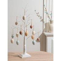 Scottish Everlastings Artificial White Easter Twig Tree With Hanging Eggs Bundle - Soft Pastels