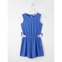 V By Very Girls Textured Cut Out Playsuit - Blue