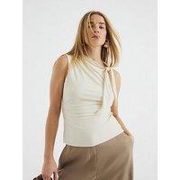 River Island Knot Detail Drape Top - Cream