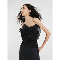 River Island 3D Floral Trim Bandeau - Black