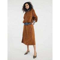 River Island Suedette Midi Length Skirt - Brown