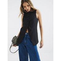 River Island Square Neck Strappy Waistcoat - Black