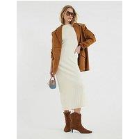 River Island Cosy Rib Midi Dress - Cream