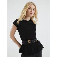 River Island Ponte Panel Top - Black