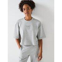 Ea7 Emporio Armani Train Logo Crystal T-Shirt - Grey