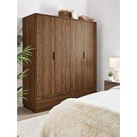 Very Home Harlem 4 Door, 2 Drawer Wardrobe - Mid Oak Effect - Fsc Certified