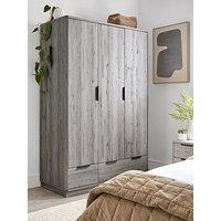 Very Home Harlem 3 Door, 2 Drawer Wardrobe - Grey Oak Effect - Fsc Certified