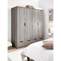 Very Home Harlem 4 Door, 2 Drawer Wardrobe - Grey Oak Effect - Fsc Certified