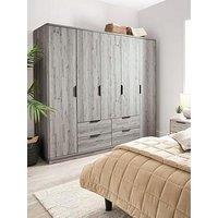 Very Home Harlem 5 Door, 4 Drawer Wardrobe - Grey Oak Effect - Fsc Certified
