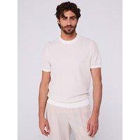 Boss H-Jianfranco Regular Fit Pique Short Sleeve Knitted Jumper - White