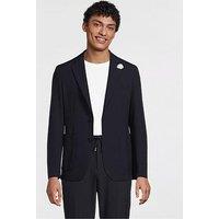 Boss C-Hanry-252 Slim Fit Seersucker Jacket-Navy