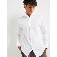 Boss H-Hank Spread Collar Textured Slim Fit Shirt - White