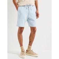 Boss C-Kane Regular Fit Drawstring Linen Shorts - Light Blue