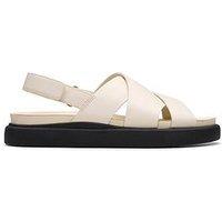 Clarks Aristella Sun Crossover Leather Flat Sandal - White