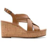 Clarks Sabina Sling Leather Wedges - Tan