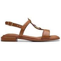 Clarks Ariany Sling Leather Flat Sandal - Tan