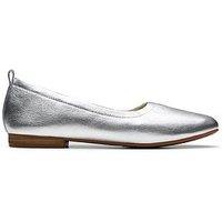 Clarks Fawna Soft Leather Ballerina - Silver