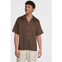 Selected Homme Noa Short Sleeve Resort Shirt - Dark Brown