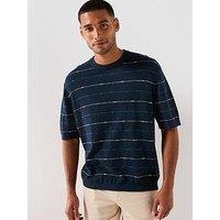 Selected Homme Short Sleeve Knitted T-Shirt - Sky Captain Egret / Oceana