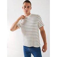 Selected Homme Django Stripe Short Sleeve O-Neck T-Shirt - Cream