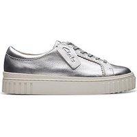 Clarks Mayhill Walk Metallic Flatform Trainer - Silver