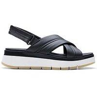 Clarks Tuscan Cross Platform Style Leather Sandal - Black