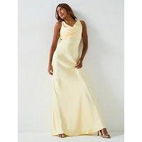 Six Stories Satin Cowl Front Bridesmaid Dress - Lemon