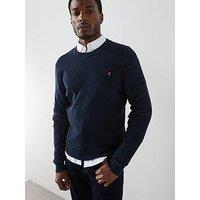 Farah Rainhill Crew Neck Regular Fit Sweater - Navy