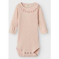 Lil Atelier Baby Girls Long Sleeved Bodysuit - Peach Whip