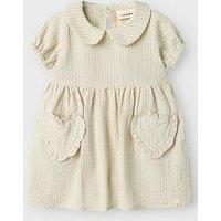 Lil Atelier Baby Girls Heart Pocket Short Sleeve Body Dress - Vapor Blue