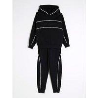 River Island Boys Piped Tracksuit Set - Black