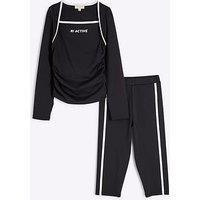 River Island Girls Ri Active Top And Leggings Set - Black