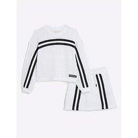 River Island Girls Active Crochet Top And Shorts Set - White