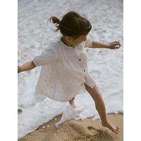 Lil Atelier Mini Girls Button Front Short Sleeve Dress - Turtledove
