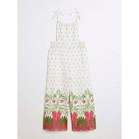River Island Girls Tropical Palm Beach Jumpsuit - Cream