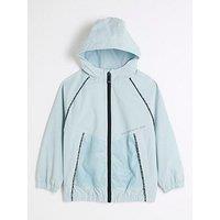 River Island Boys Sporty Piped Rainmac Jacket - Blue