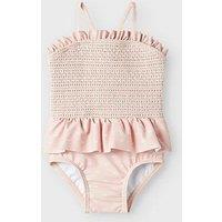 Lil Atelier Baby Girls Swan Print Swimsuit - Peach Whip