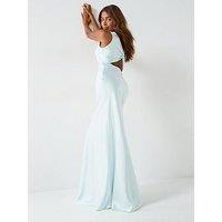Six Stories Satin Twist Back Bridesmaid Dress - Ice - Blue